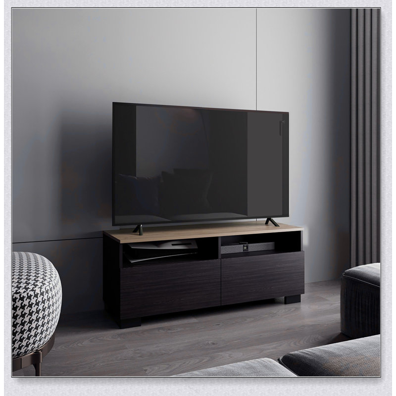 Meuble télé moderne avec tablettes ouvertes et console compacte à profil minimaliste Colman pour le salon ou la chambre à coucher