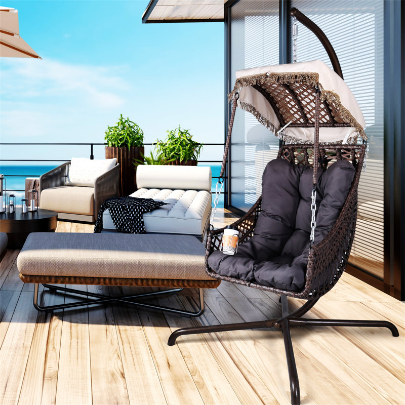 Fauteuil pivotant avec support intérieur et extérieur, Gris / Brun