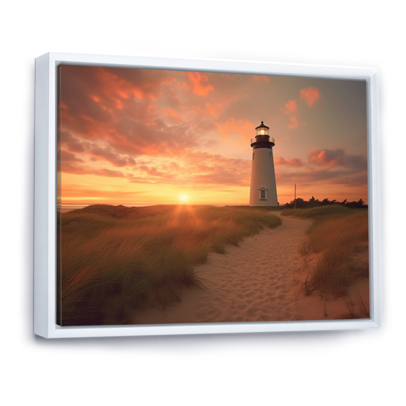 Coucher de soleil sur le Delaware, impression sur toile, H 34 po x l 44 po x P 1,5 po, Cadre flottant blanc