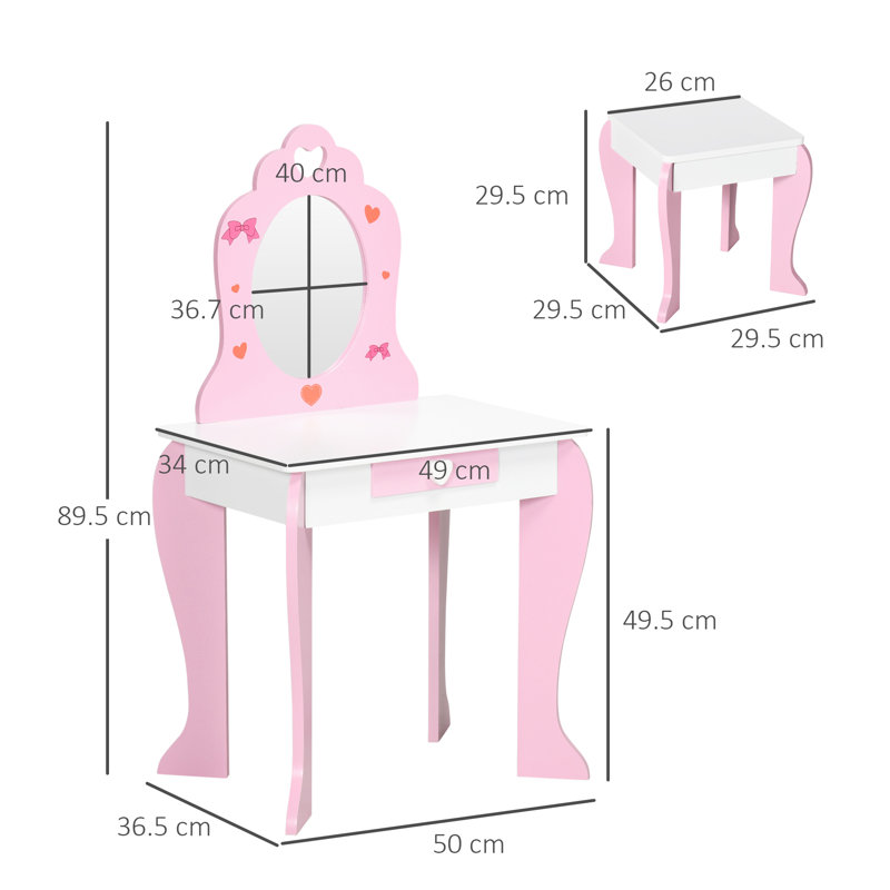 Rikwin Kids Vanity Table with Mirror