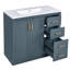 Meuble-lavabo de 36 po, lavabo en céramique, structure en bois massif, glissières de tiroir, planches, rangement spacieux, style rétro, poignée en métal exquis, motif de rainure unique, glissade lisse, rangement polyvalent de 36 po-1256651691