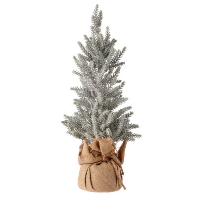 17" Mini Snowy Pine Tree/Burlap