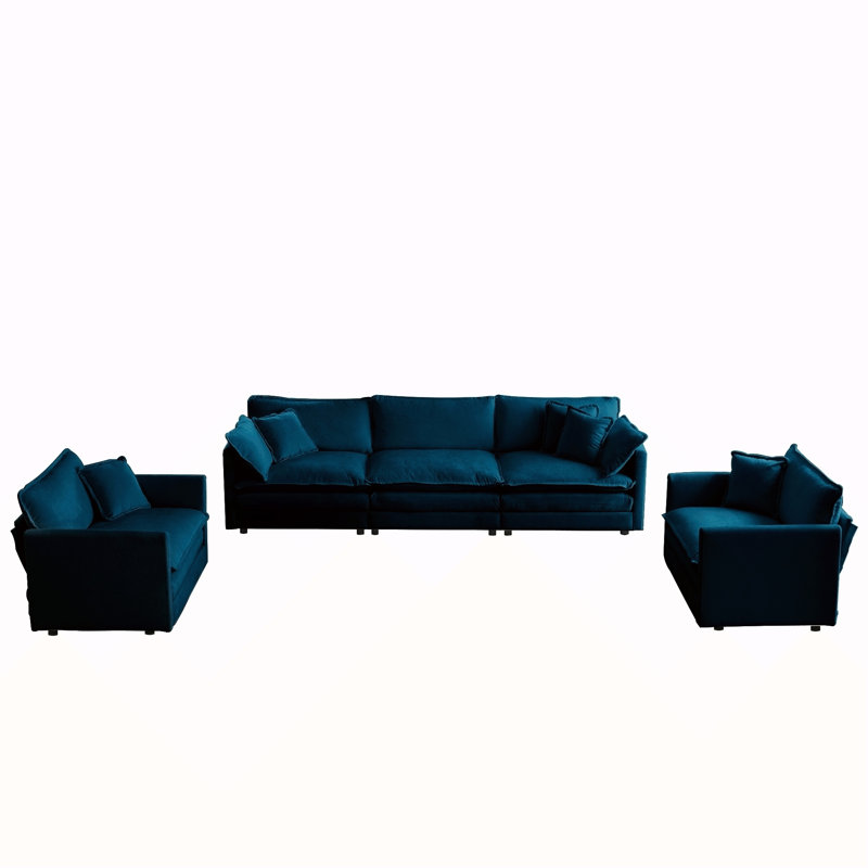 Ensemble de canapé 3 pièces de style moderne avec accoudoirs ronds, combinaisons flexibles pour le salon, sièges confortables et élégants