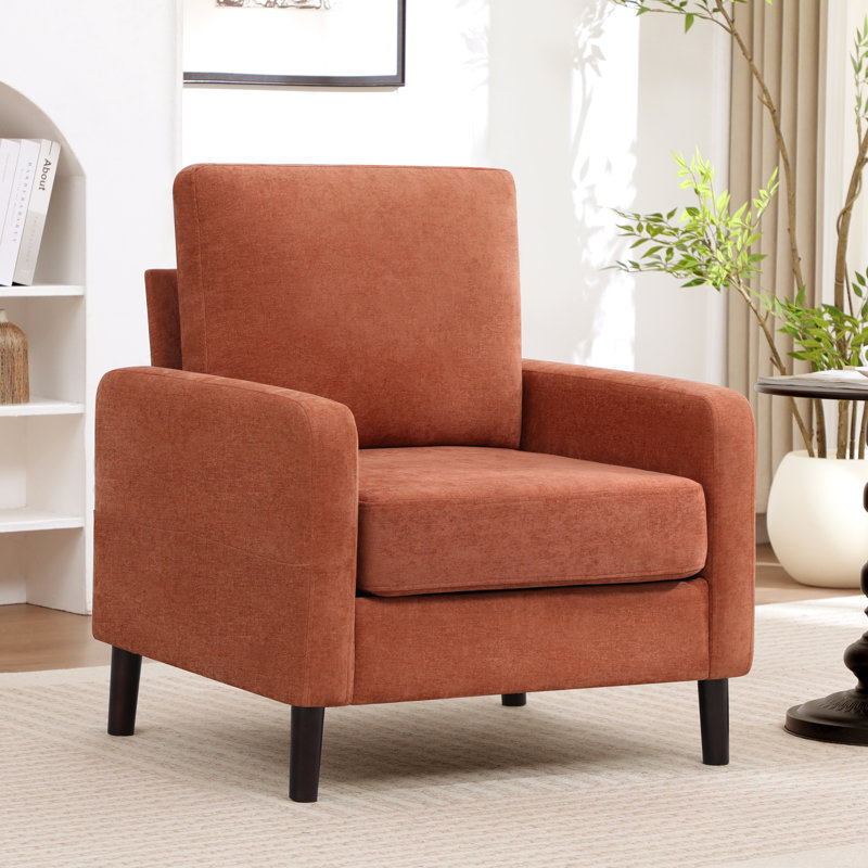 Upholstered Swivel Armchair, Orange