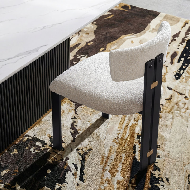 Ensemble de table de salle à manger 7 pièces, table de salle à manger en faux marbre et 6 chaises de salle à manger, Blanc