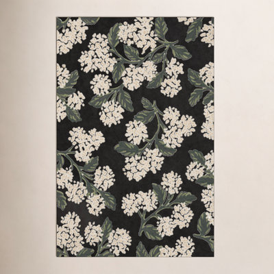 Rifle Paper Co. x Loloi Floral Handmade Looped Wool Area Rug in Hydrangea Sage
