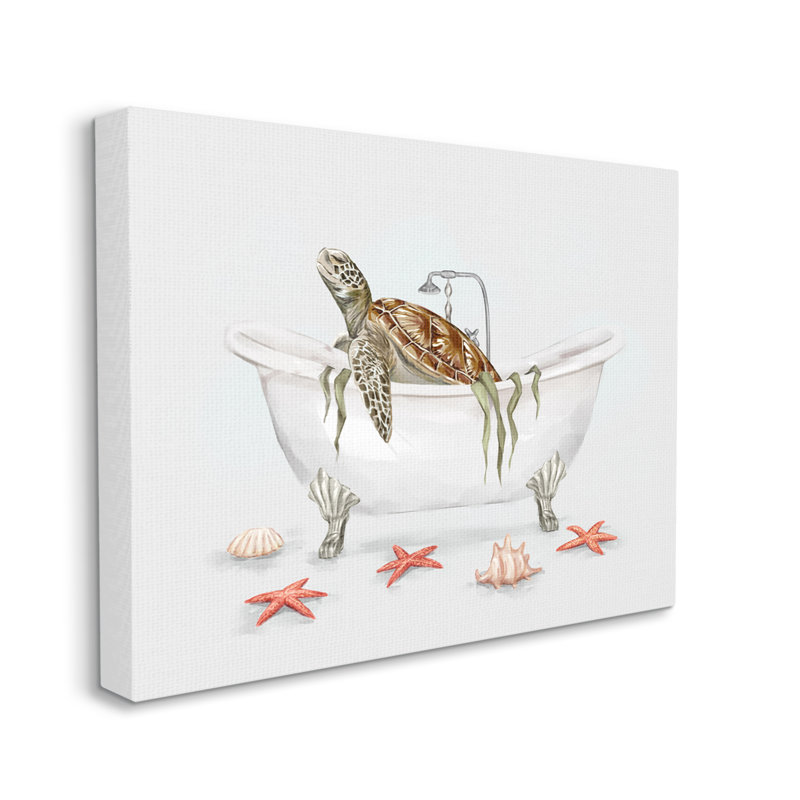 «Nautical Turtle Bathaign Bathing» par Ziwei Li - impression sur toile tendue, H 16 po x l 20 po x P 1,5 po