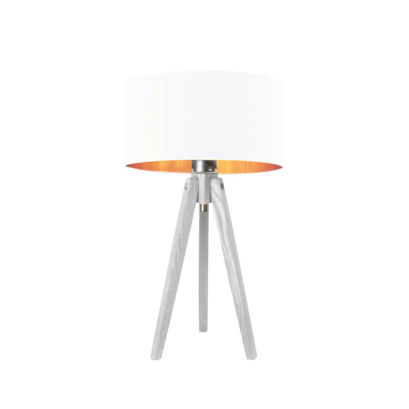 Seligman Solid Wood Table Lamp, White, Grey