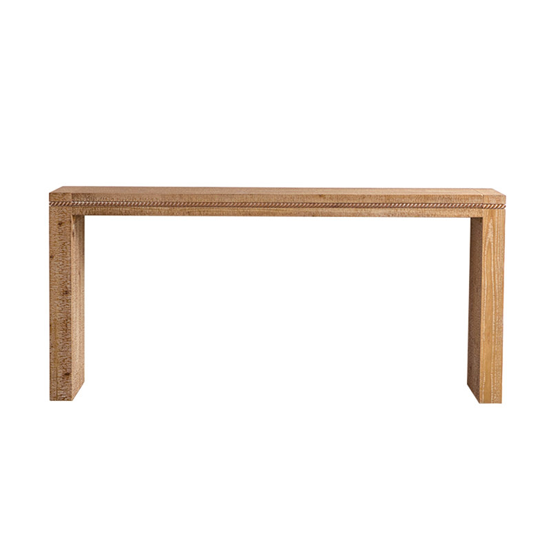 Console 63,78 "Rustic Farmhouse - Table d'entrée étroite en bois massif et panneau de fibres à densité moyenne, canapé long