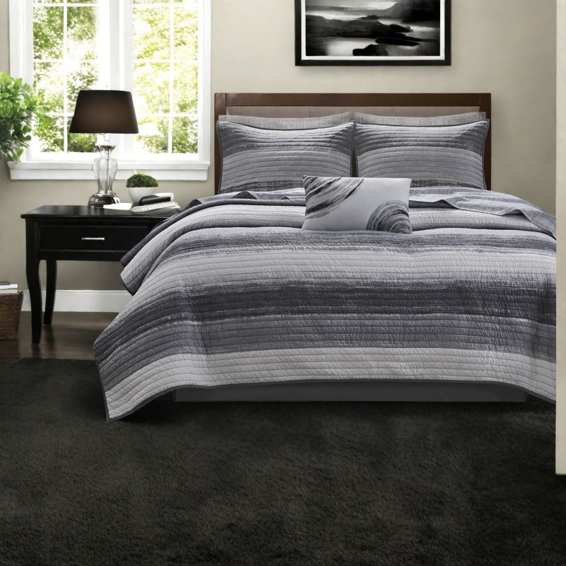 Ensemble de literie 8 pièces de qualité supérieure, draps en coton à rayures modernes pour la maison
