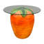 Table d'appoint en forme de carotte, tabouret de fruits en résine 16 po avec plateau en verre, table de bout fantaisie pour le salon, la chambre et la décoration intérieure