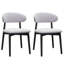 Classic Blue Cotton-Linen Upholstered Dining Side Chair with Black Solid Wood Legs, Set of 4 for Kitchen and Living Room