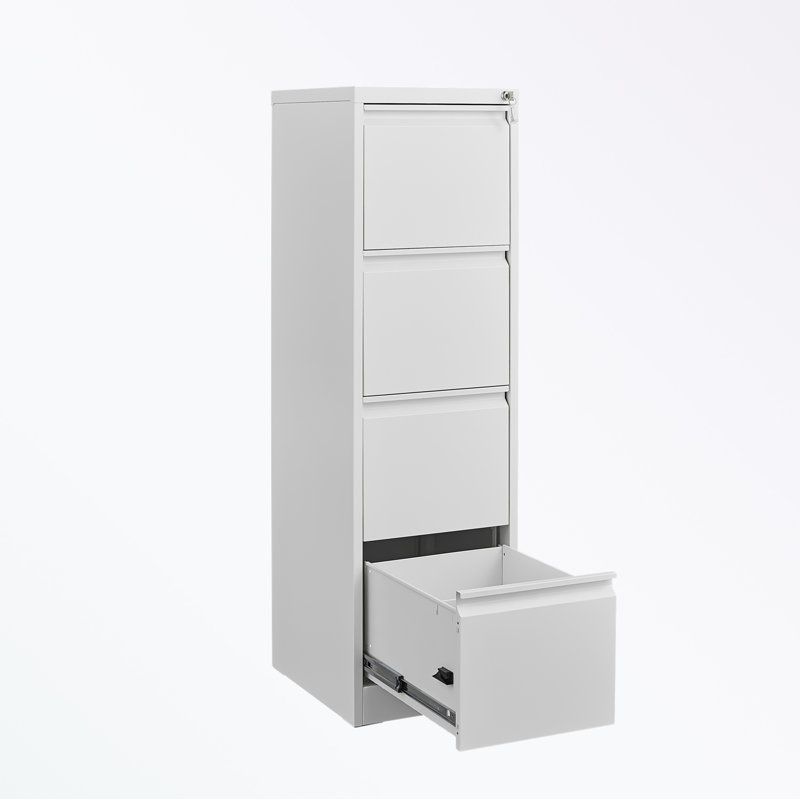 Steel frame File Cabinet with Lock and 4 Drawers, White