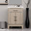 Meuble-lavabo en chêne gris 61 cm (L) x 46 cm (P) avec comptoir en acrylique, robinetterie, miroir de 46 cm et plateau de 61 cm inclus.