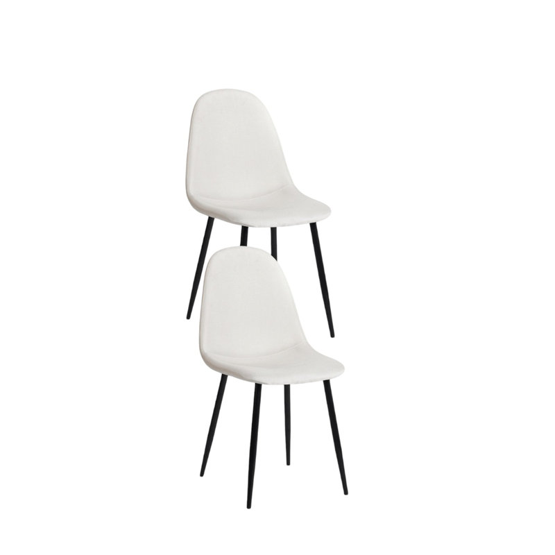 Ensemble de quatre chaises d'appoint de salle à manger rembourrées en tissu beige et noir
