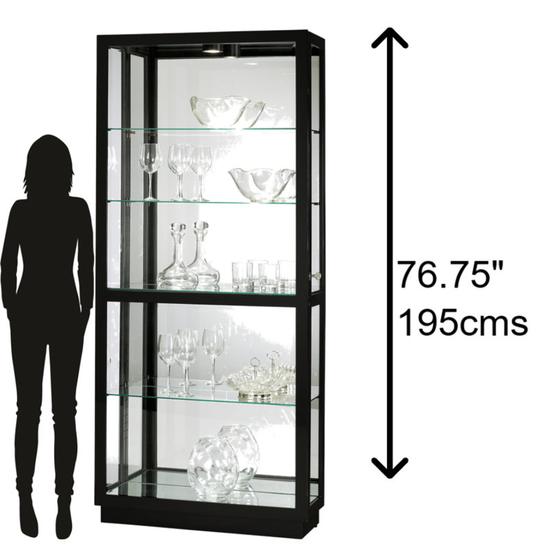 Jayden Lighted Curio Cabinet, Gloss Black