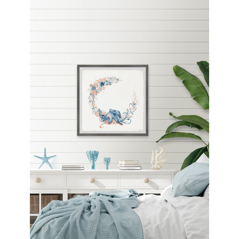 Flower Crown Octopus by Marmont Hill - Single Picture Frame Painting, 30cm H x 30cm W x 3.81cm D