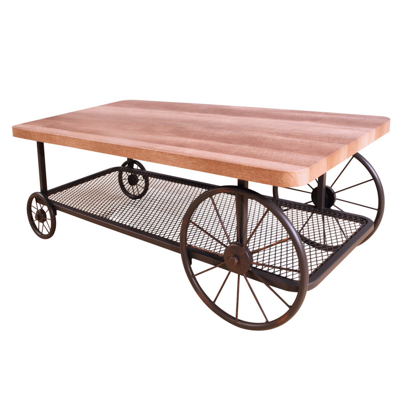 Rustic Coffee Table Function - Oak & Gray, Practical Charm Antique Open Shelf
