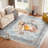 Vintage Floral Pattern Washable Area Rug 8x10, Non Slip Backing Retro Carpet for Entryway Kitchen Bathroom Living Room Hallways Bedroom, Blue and Orange-109859652-109859650