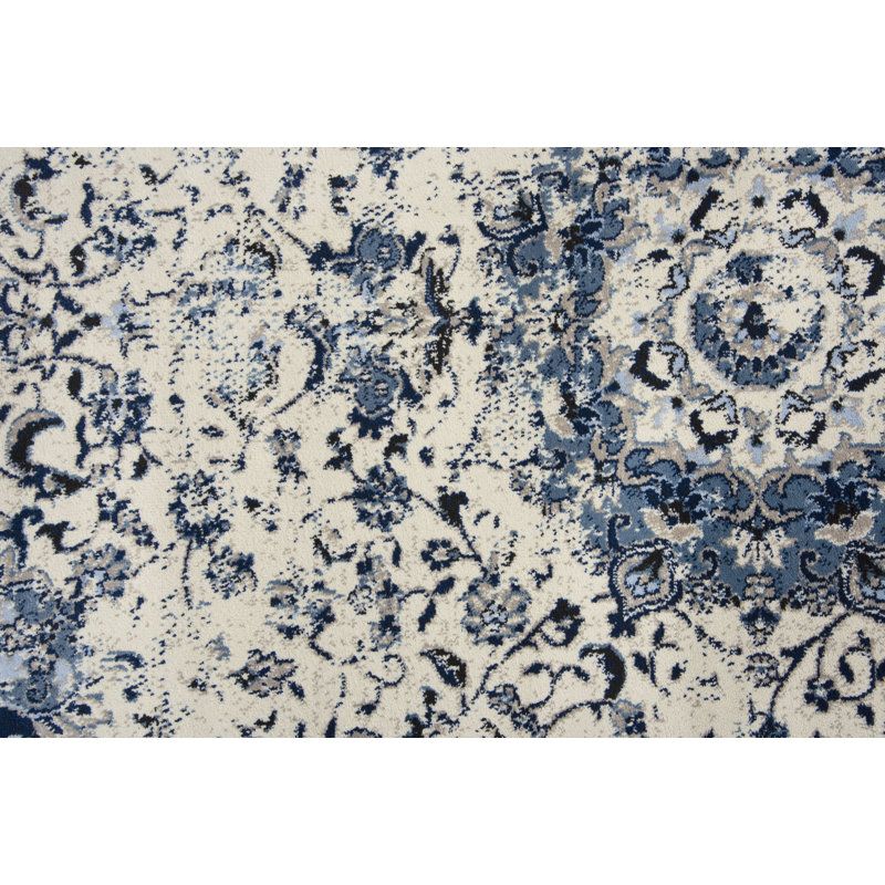 Tapis bleu/beige Everything Old Is New Again, Rectangle 5 pi 3 po x 7 pi 7 po