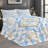 Premium Flannel Lightweight Blanket & 2 Pillow Shams Set with Blue & Gold Baroque Floral Ornament, Ultra-Soft & Warm Cozy Bedding Set for All-Season, 60" x 80" Blanket + 2 Pillowcases Anti-Pilling & Machine Washable(Set of 3)