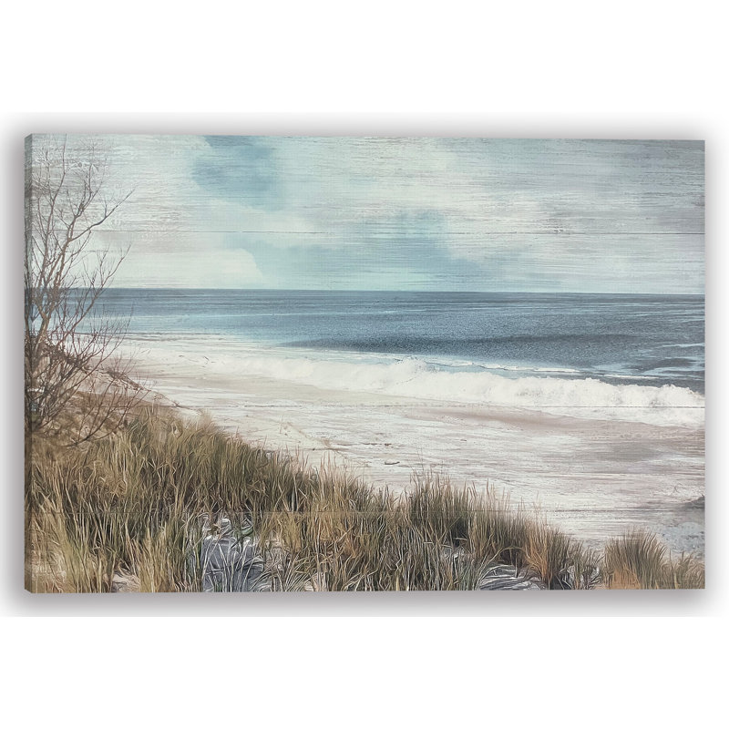 «Autumn's Serenity: A Quiet Beach», reproduction sur toile tendue, H 24 po x l 36 po x P 1,5 po
