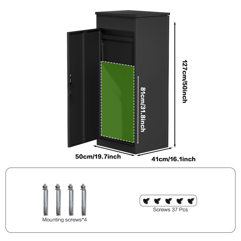Galvanized Steel Locking Parcel Package Drop, Package Delivery Boxes, 50" H x 20" W x 16" D