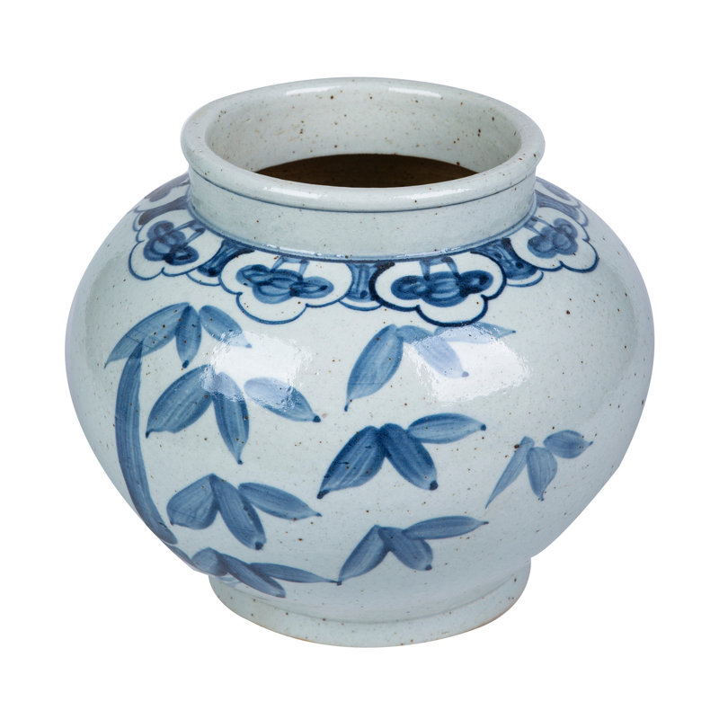 Pot en porcelaine intérieur / extérieur bleu / blanc / rouge 8 po
