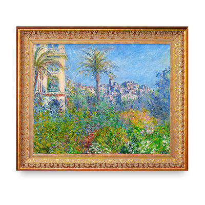 «Villa at Bordviera» par Claude Monet, reproduction d'art encadrée World Classic pour HomeDecor, cadre doré à motif rétro