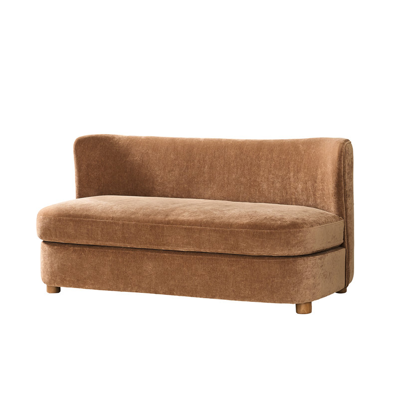 Greigh 63"W Modern Upholstered Boucle Curved Loveseat Sofa, Caramel