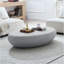 Table basse 55,12 po elliptique en fibre de verre pour le salon, table Rocks Matte devant le canapé, table centrale irrégulière, pas besoin d'assemblage-130132567-130132569