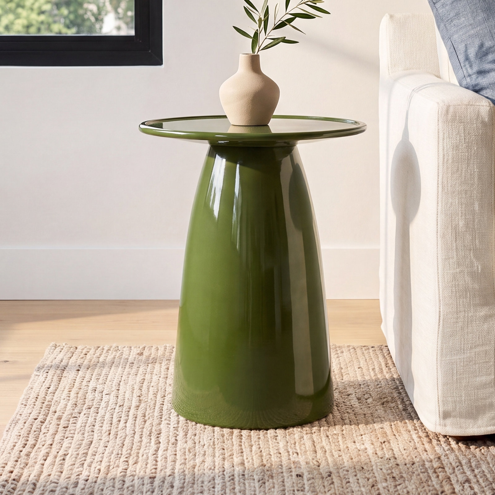 18" End Table, Olive Green