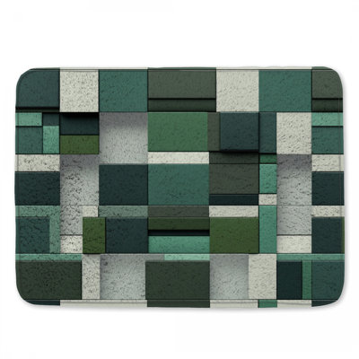 Green Geometric Blocks Bath Mat