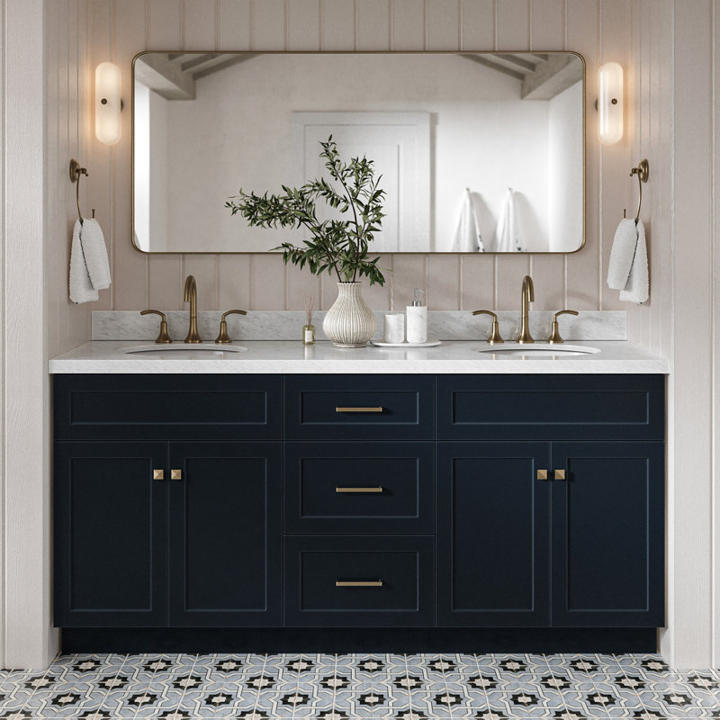 Ensemble de meuble-lavabo double 73 po Abell, Bleu minuit