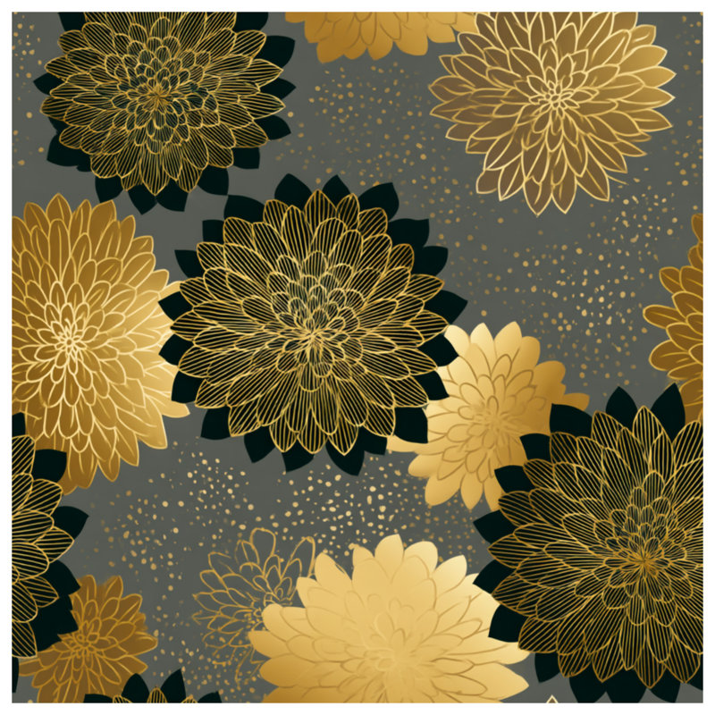 Jeté en molleton Fleurs - Jeté floral pour canapés ou lits, L 60 po x l 50 po, Or floral / abstrait