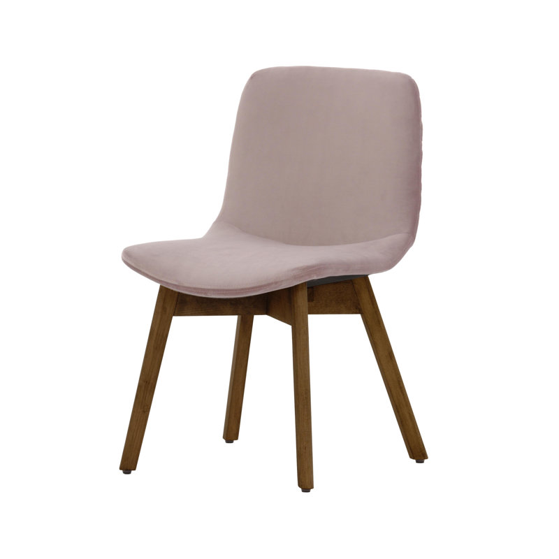 Jada 48cm H Velvet Upholstered Side Chair, Pink, Dark Oak