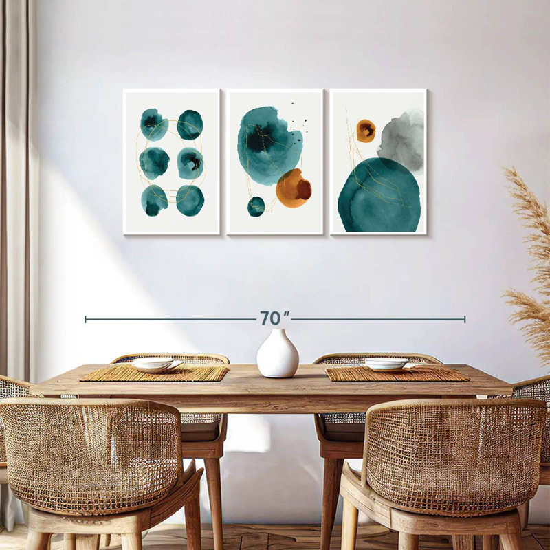 Avery Minimalist Teal Blots, 27" H x 56" W