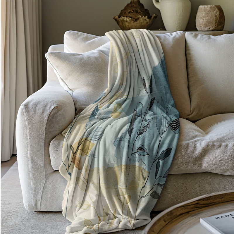 Doré Wabi Sabi Florals - 1 pièce Sherpa Premium, Grand lit