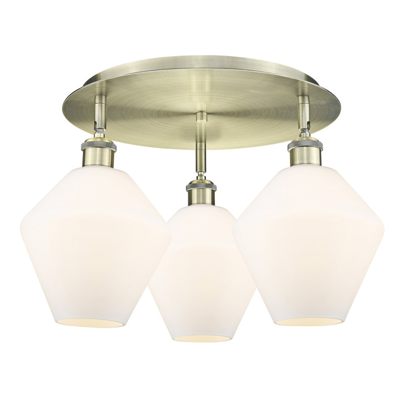 Amylea Glass Flush Mount, Antique Brass, Cased Matte White
