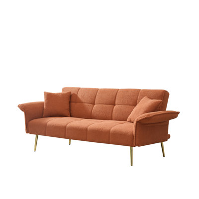 70-Inch Teddy Fleece Sofabed, Convertible Futon Sofabed With Adjustable Arms And Backrest, Modern Love Sofa For Living Room And Bedroom.