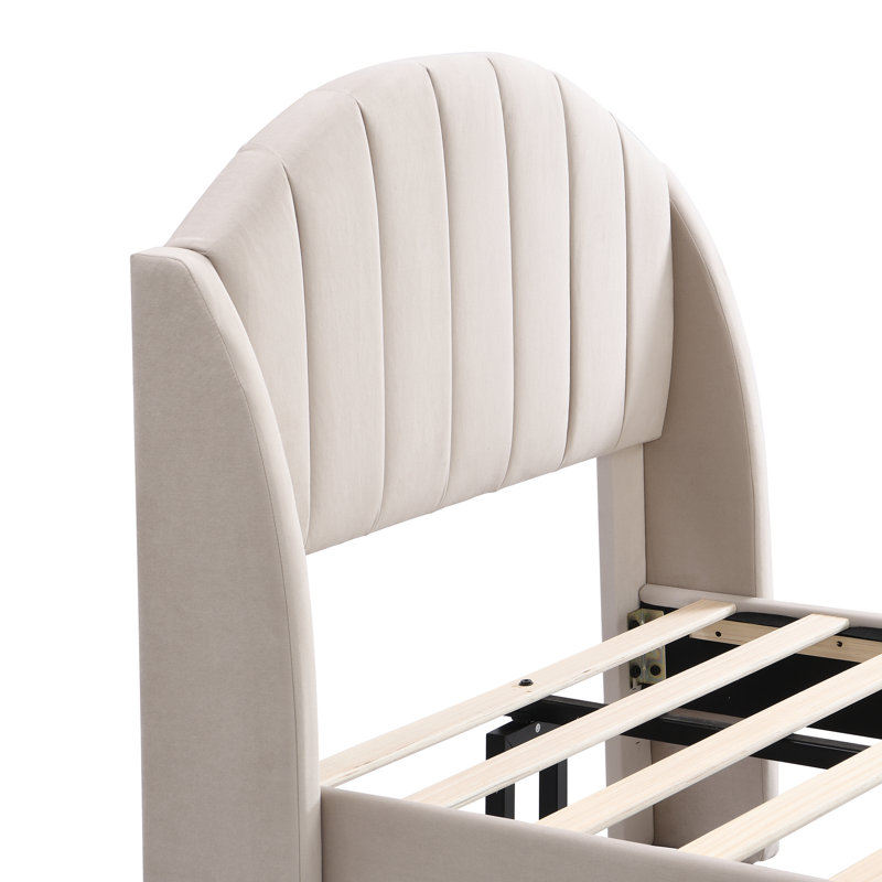 Solna Upholstered Bed, European Single (90 x 200cm), Beige