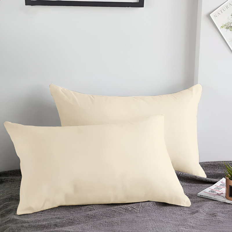 Set of 2 Super Soft Microfiber Pillow Covers - Breathable, Easy Care, Ultra Soft Microfiber Fabric, Beige