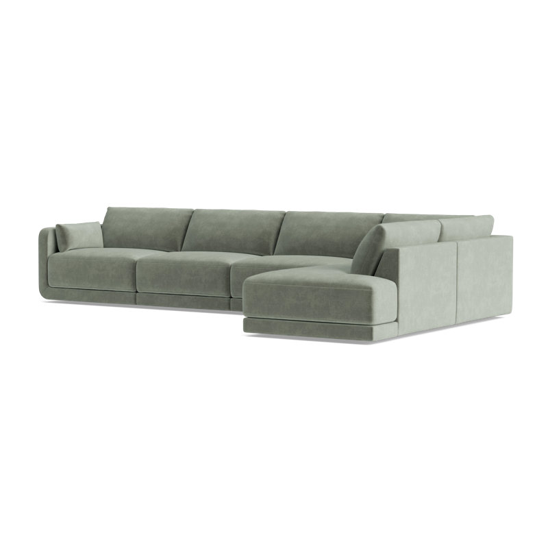 Eva Modular Sectional, Velvet - Sage, Right Hand Facing
