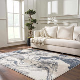 Tapis rectangulaire bleu / gris en polyester tissé à la machine Gerolakkos