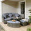 Ensemble de conversation près de la piscine, ensemble de mobilier modulaire de patio, lit de jour rond en rotin 4 pièces