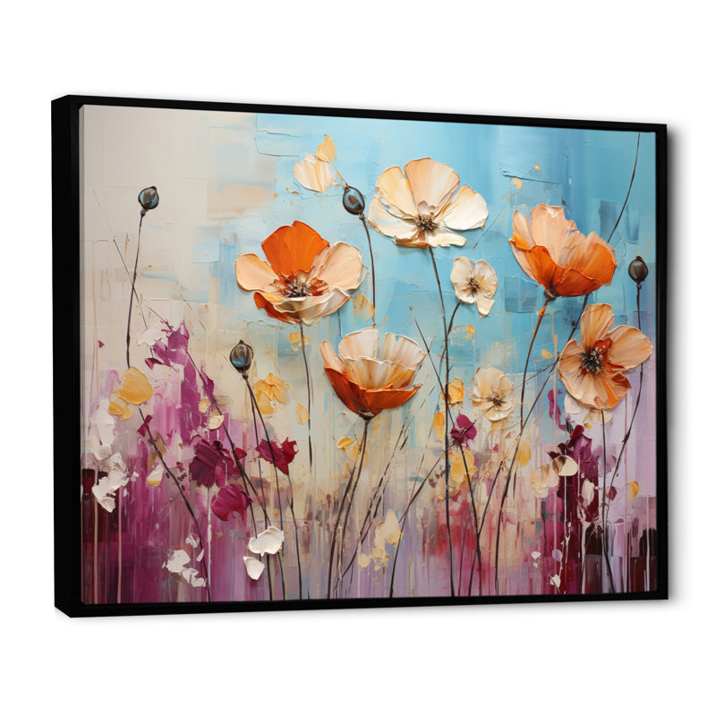 «Meadow Whispers Collage II», reproduction sur toile, H 30 po x l 40 po x P 1,5 po, Cadre flottant noir