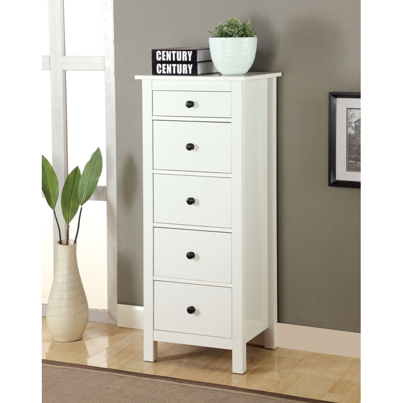 47 cm W Chest of 5 Drawers, White