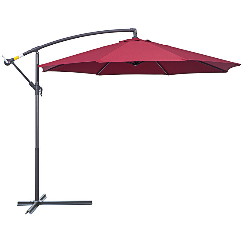 Parasol de patio décalé avec base de parasol en porte-à-faux