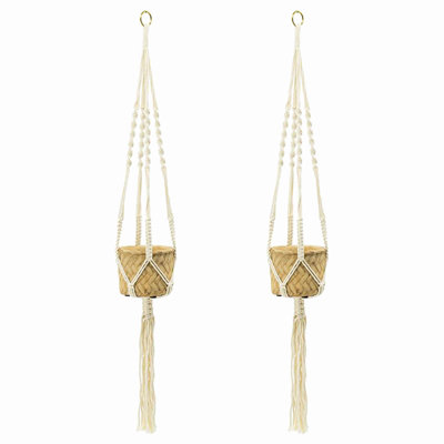 Ensemble de 2 pots à fleurs suspendus 5 po x 5 po x 4,5 po de style bohémien