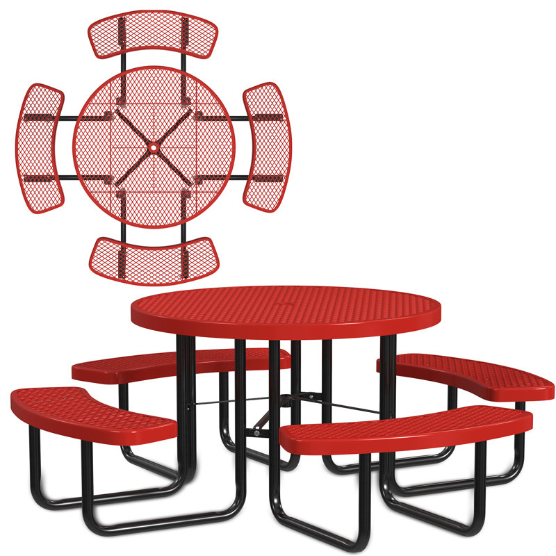 Table de pique-nique extérieure de 46 po avec 4 bancs Leisure Craft, Rouge